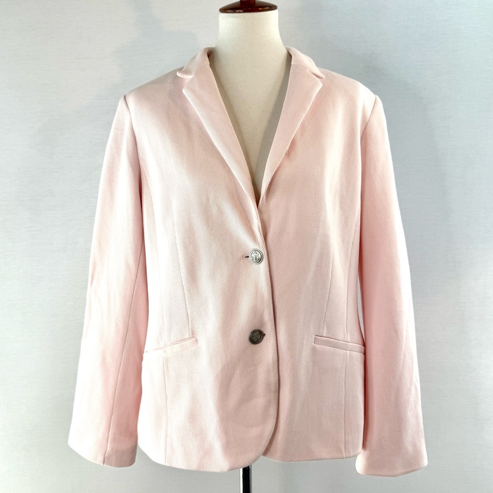 Talbots Pastel Pink Stretch Cotton Knit Single Breasted Blazer